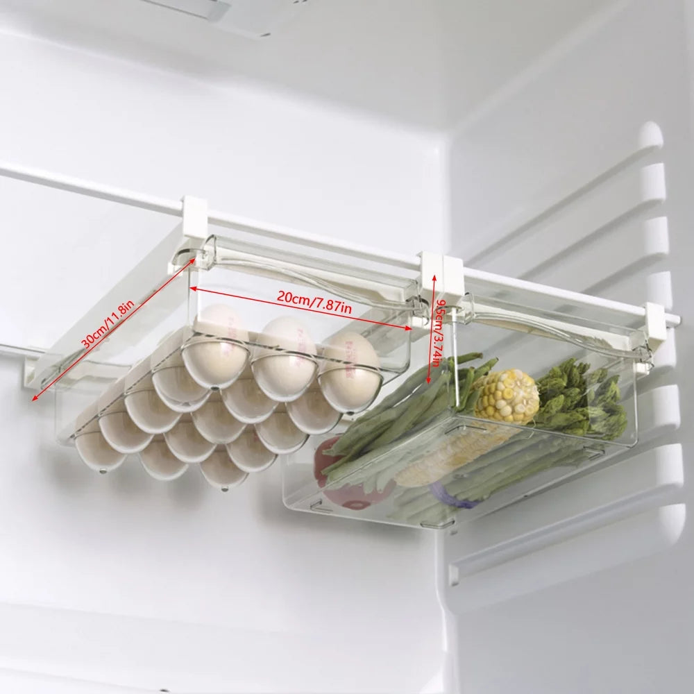 Transparent Refrigerator Egg Tray with Handle, Vegetable Storage Box F36791