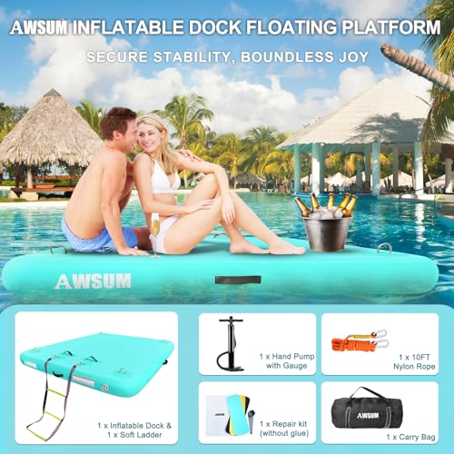 Inflatable Floating Dock Platform with Non-Slip Surface for Pool Beach Ocean B86969