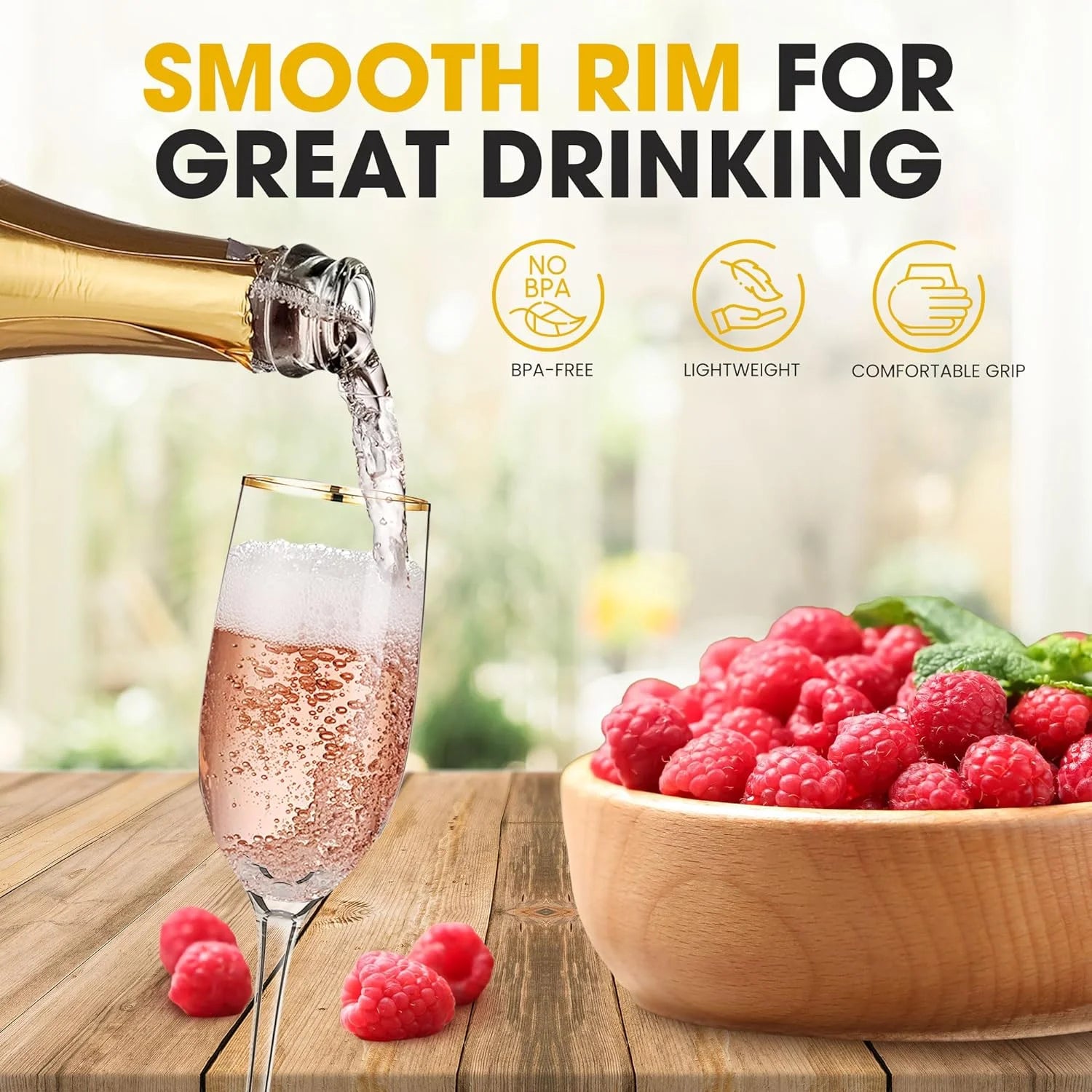 Champagne Flutes with Rim, 7.7 oz, Set of 2 Y55461