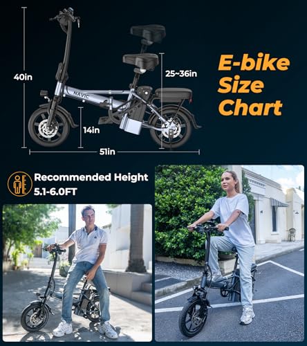 Electric Bike for Adults, 14'' Folding Ebike, 750W Peak, Removable Battery, 22mph, 40 Miles Range A312