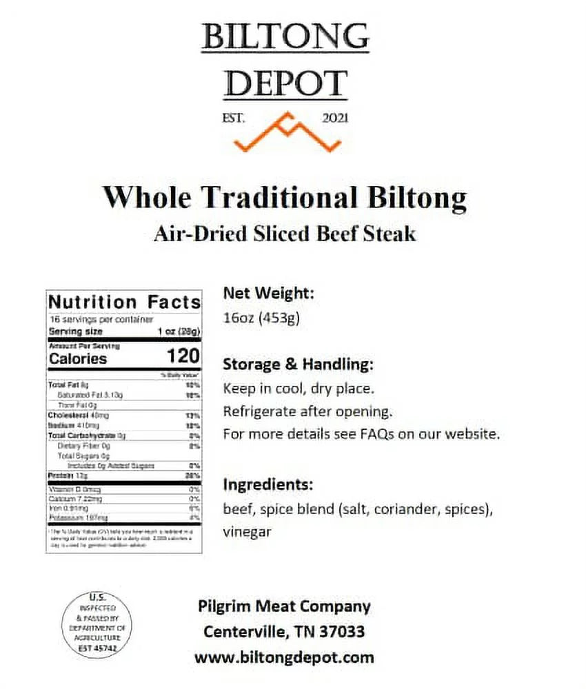 Traditional Biltong Whole Slab with Fat 1lb X866240