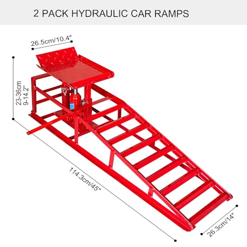 Hydraulic Car and Truck Service Ramps, 5 Ton Capacity, Adjustable Height M5181
