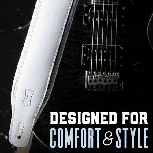 3" Wide Leather Guitar Strap with Foam Padding, Black O895