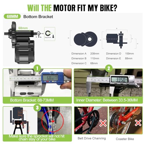 Mid Drive Ebike Conversion Kit with LCD Display C5843