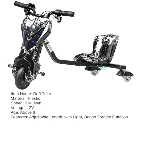 Electric Drift Trike for Kids, Adjustable Seat, 3-Wheel Drift Cart E510