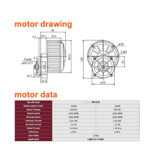 450W Electric Bike Left Drive Conversion Kit for Common Bicycles M311