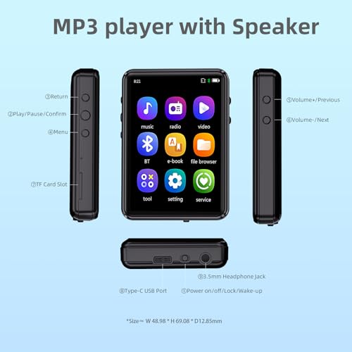 Portable MP3 Player with Bluetooth, Touch Screen, FM Radio, 32GB R777420