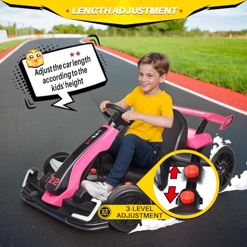 24V Kids Go Kart 300W Electric Drift Kart Outdoor Race Toy with 2X150W Motor, 7AH Battery K12878