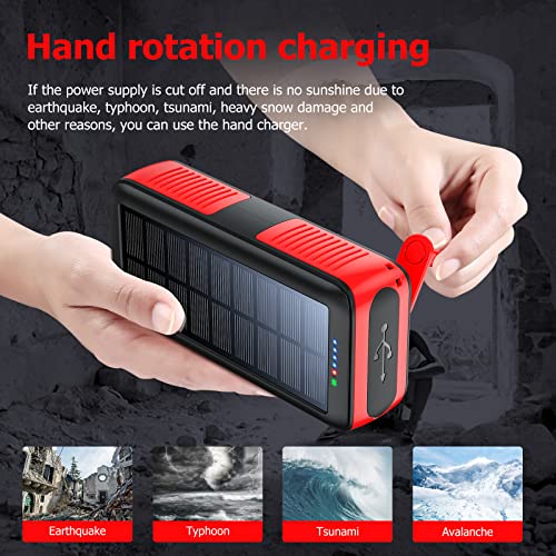 Solar Charger Power Bank 63200mAh Portable Dual Outputs Flashlight K2447
