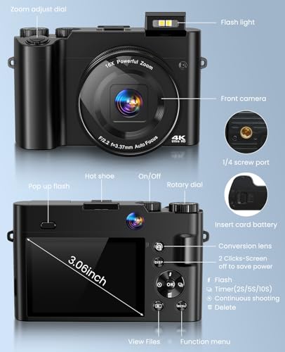 4K 64MP Dual-Lens Vlogging Camera with Autofocus and Anti-Shake Z4760