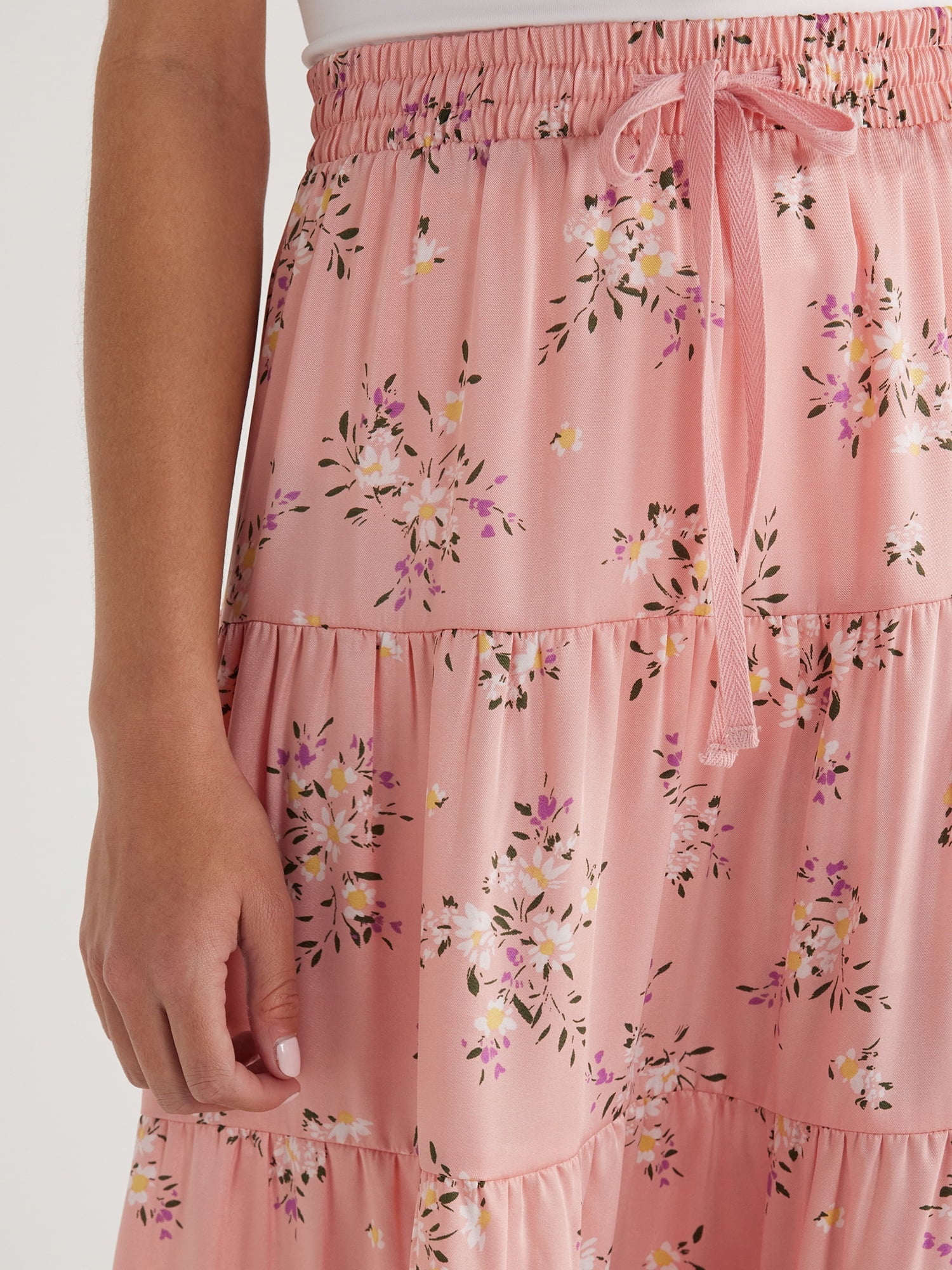 Women's Tiered Maxi Skirt with Elastic Waistband Y4718