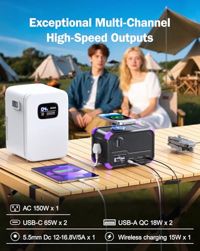Portable Power Station 153Wh Solar Generator with Hand Crank 120V AC Outlet Q130200