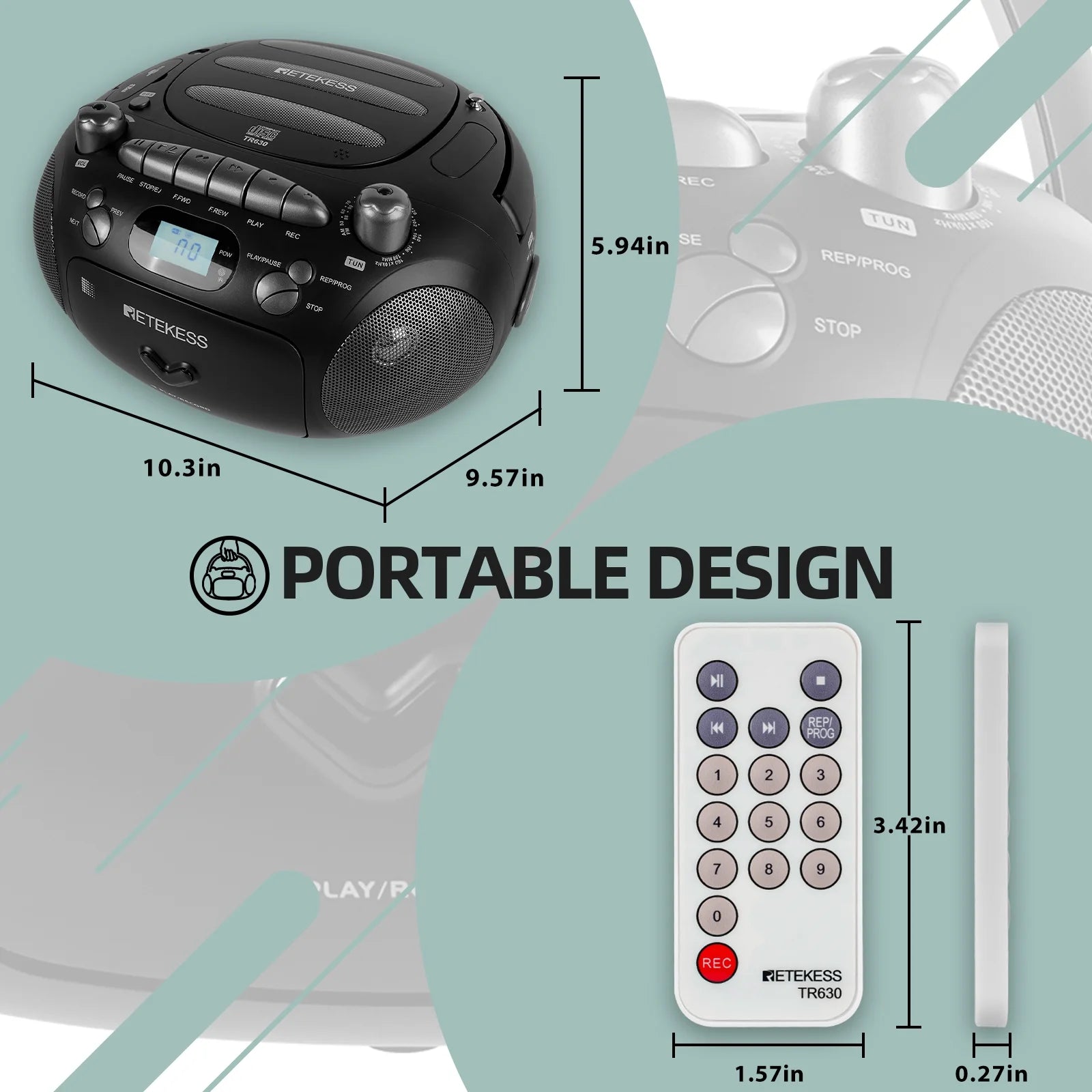 CD and Cassette Player Combo, Portable Boombox with AM FM Radio and MP3 Support L736088