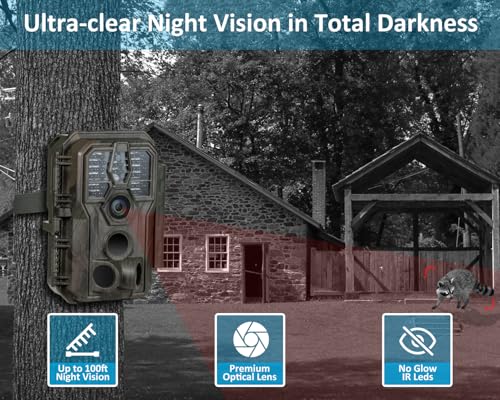 Trail Camera, 64MP 1296p, Night Vision, Motion Activated, Waterproof U4495