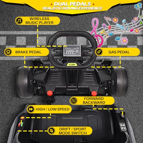 24V Kids Go Kart 300W Electric Drift Kart Outdoor Race Toy with 2X150W Motor, 7AH Battery K12878