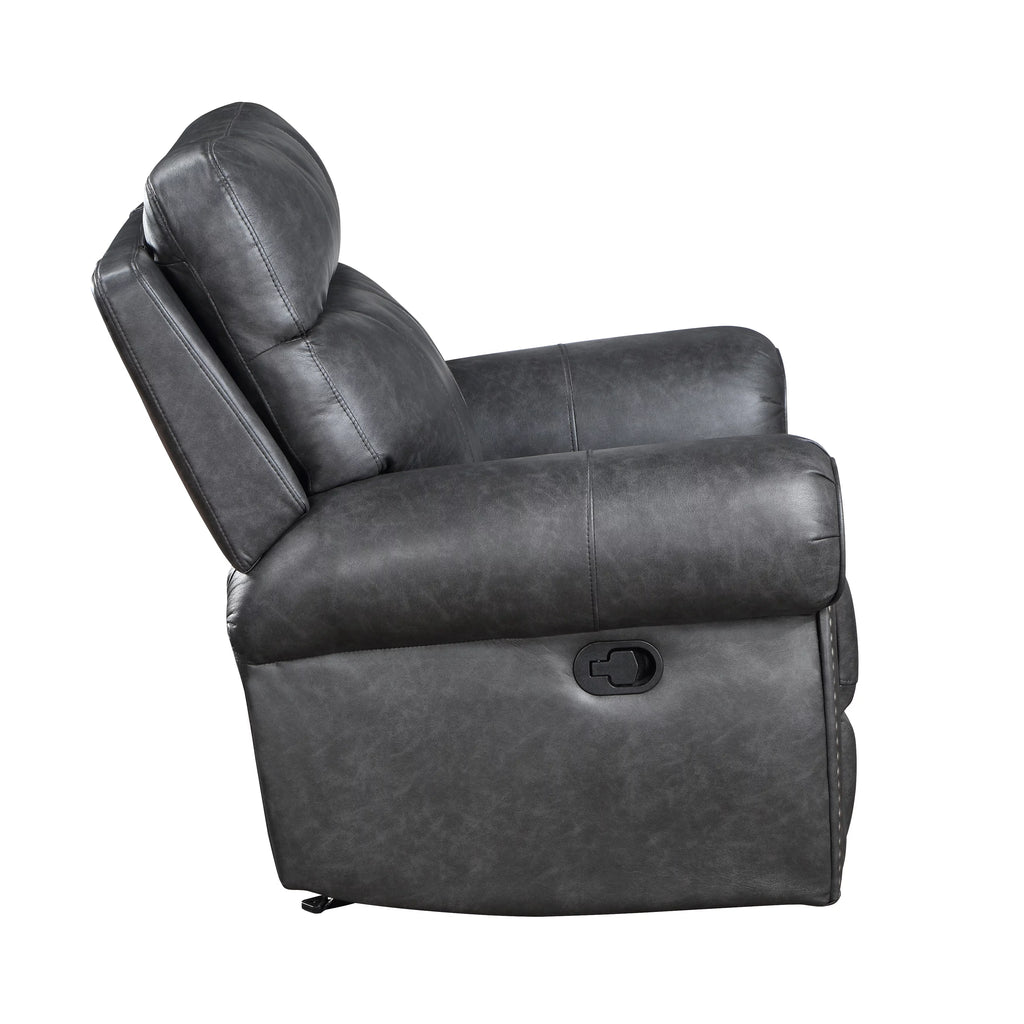 Breathable Faux Leather Manual Double Reclining Loveseat Brown S841038