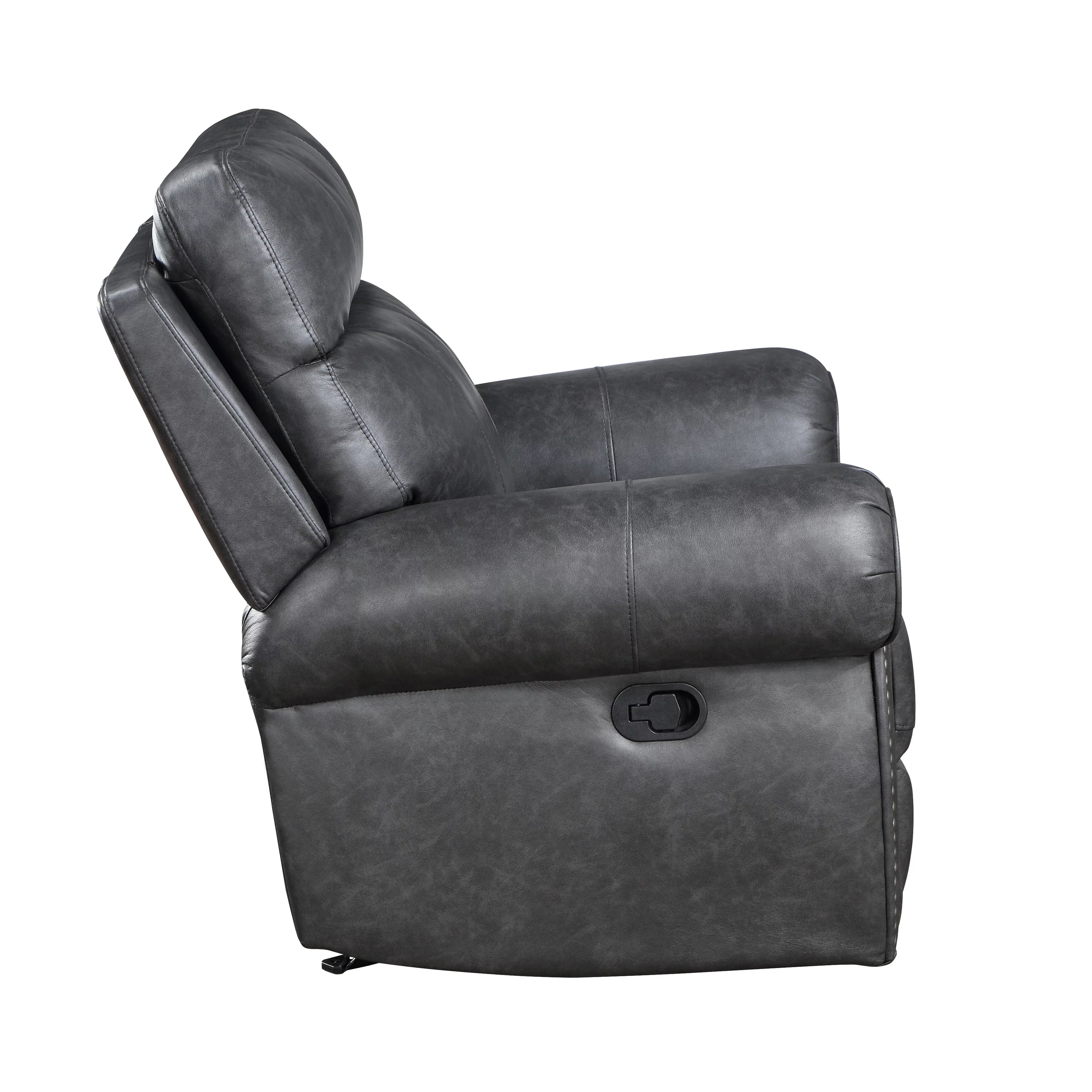 Breathable Faux Leather Manual Double Reclining Loveseat Brown S841038