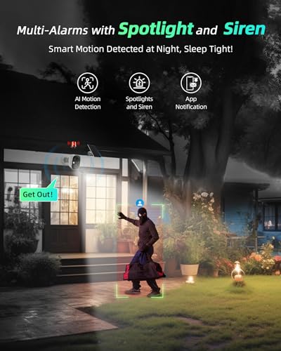Wireless Outdoor Security Cameras with AI Motion Detection and 2K Color Night Vision A894906