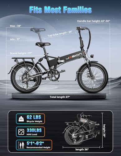 Folding Electric Bike for Adults, 1200W Peak Motor, 28MPH Max Speed, 48V 10AH Removable Battery, 20" Fat Tire M14323