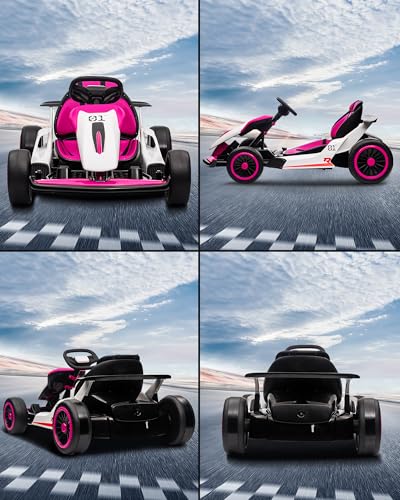 Kids Electric Drift Go Kart, 2-Speed, Max Load 110lbs, Red J335