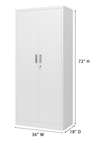 Metal Storage Cabinet with Adjustable Shelves, White M995185