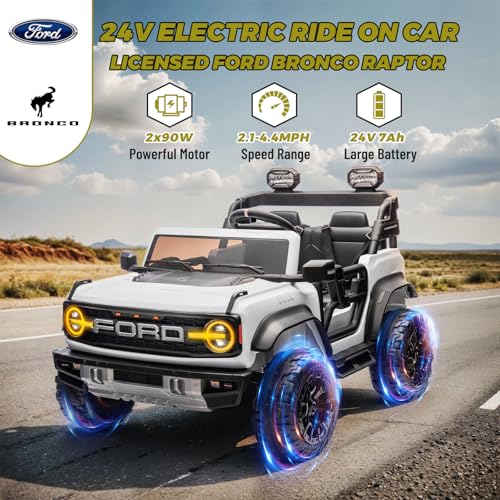 2 Seater Ride On Car for Kids, 24v Electric Truck with Remote Control, Blue V213