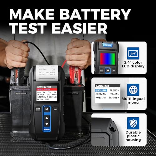 Car Battery Tester 12V 24V 100-2000CCA with Built-in Printer D5433