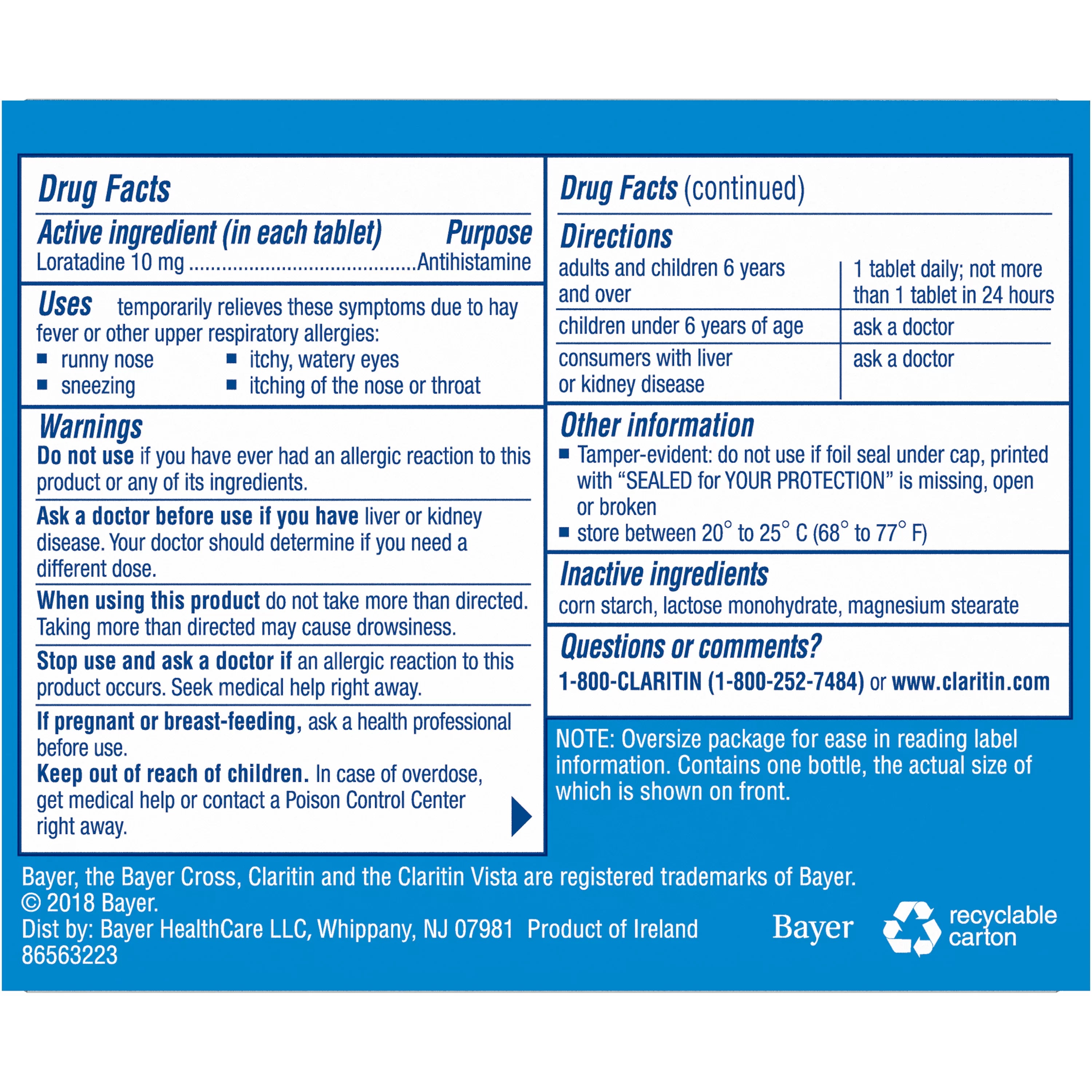 Non-Drowsy Allergy Relief Tablets, 10 mg, 85 Count D827720