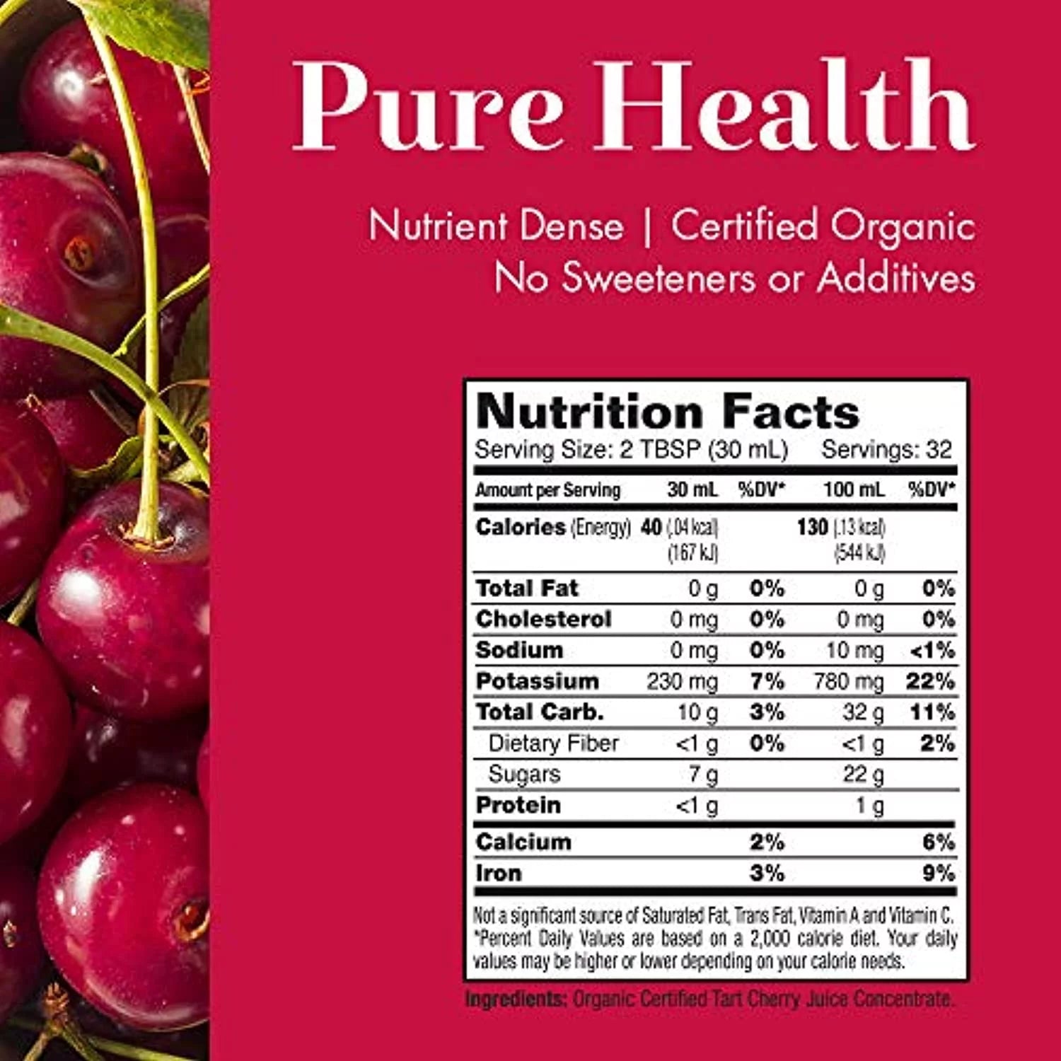 Organic Tart Cherry Juice Concentrate Unsweetened 32oz U139505