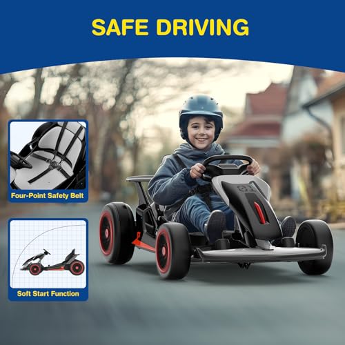 24V Electric Go Kart for Big Kids with 5-Point Safety Belt I93490