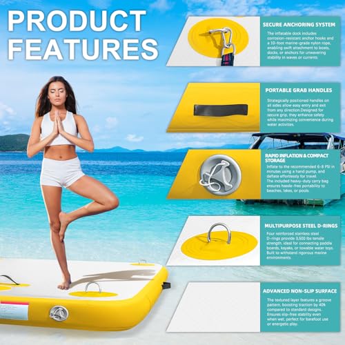 Inflatable Floating Dock Platform with Non-Slip Surface for Pool Beach Ocean B86969