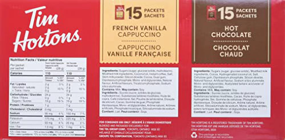 Hot Chocolate Variety Pack, French Vanilla & Cappuccino, 15 Packets Y761445