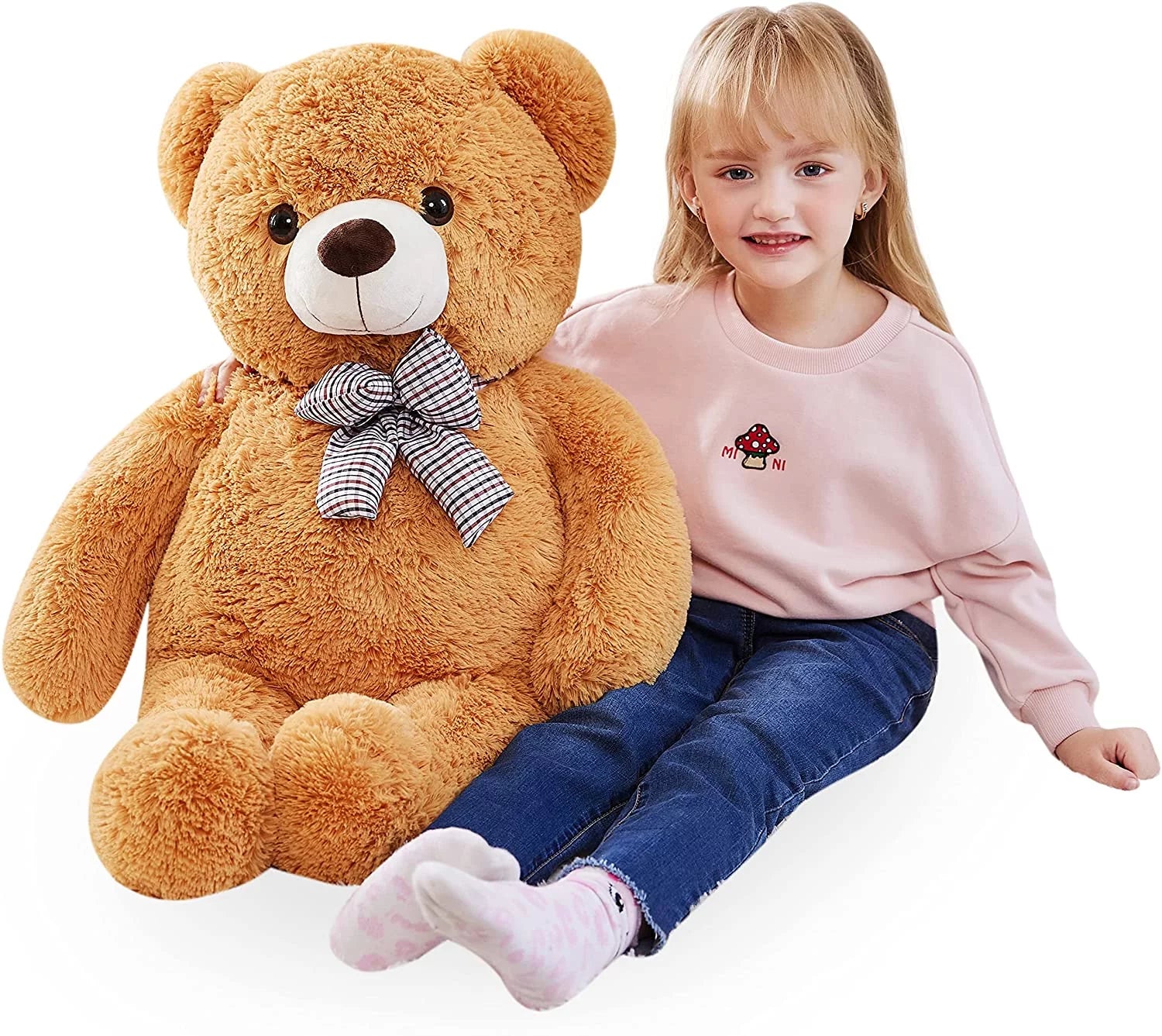 IKASA Giant Teddy Bear Stuffed Animal Plush Toy,Large Jumbo 30" Brown Huge Cute Soft Toys,Big Size Fluffy Plushy Fat Oversized Plushie,Gifts for Kids Girls Boys Girlfriend Children