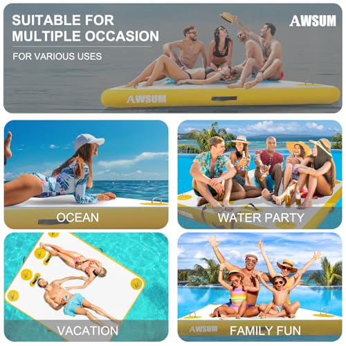 Inflatable Floating Dock Platform with Non-Slip Surface for Pool Beach Ocean B86969