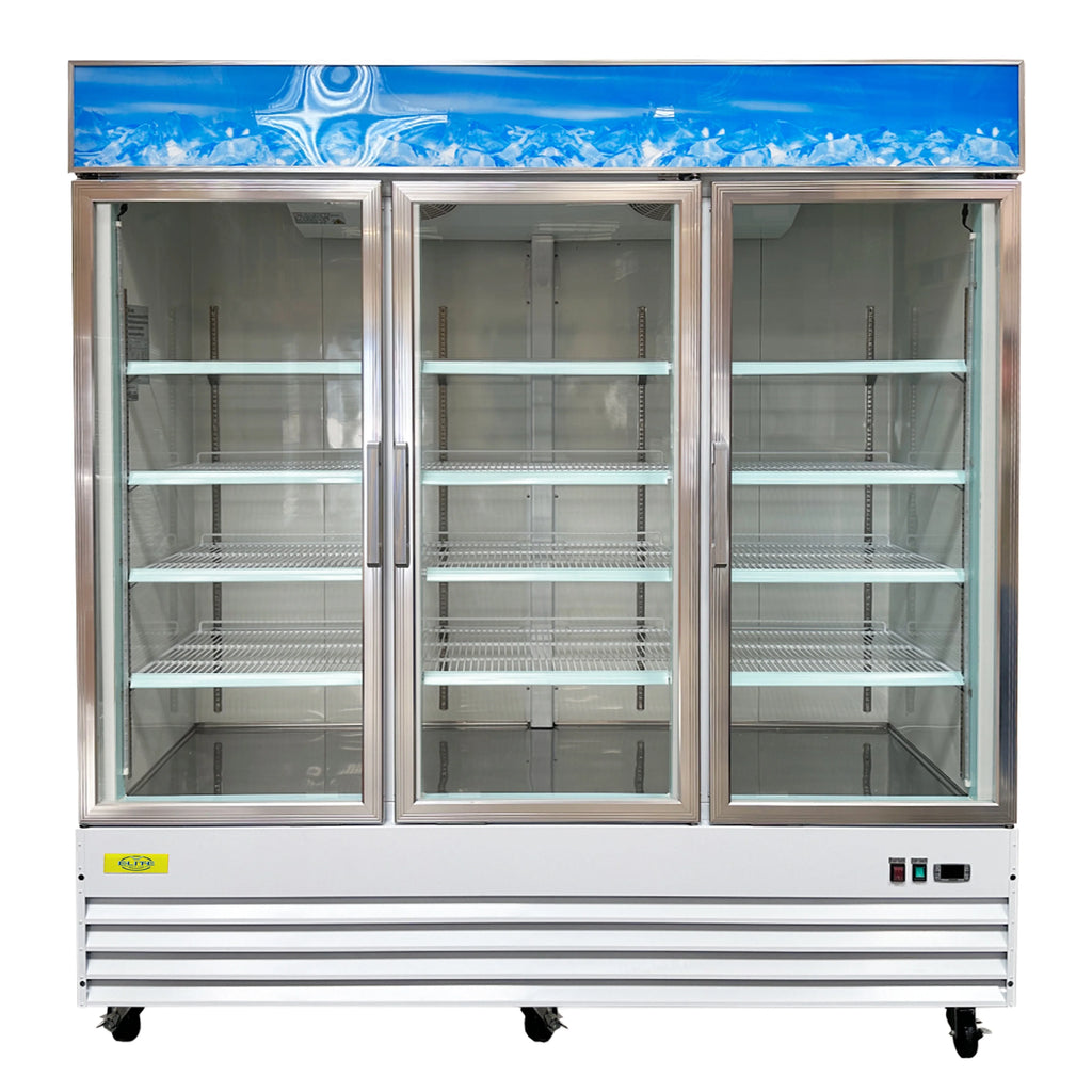 Three Glass Door Merchandiser Cooler Commercial Refrigerator, 53 Cu. ft. O498