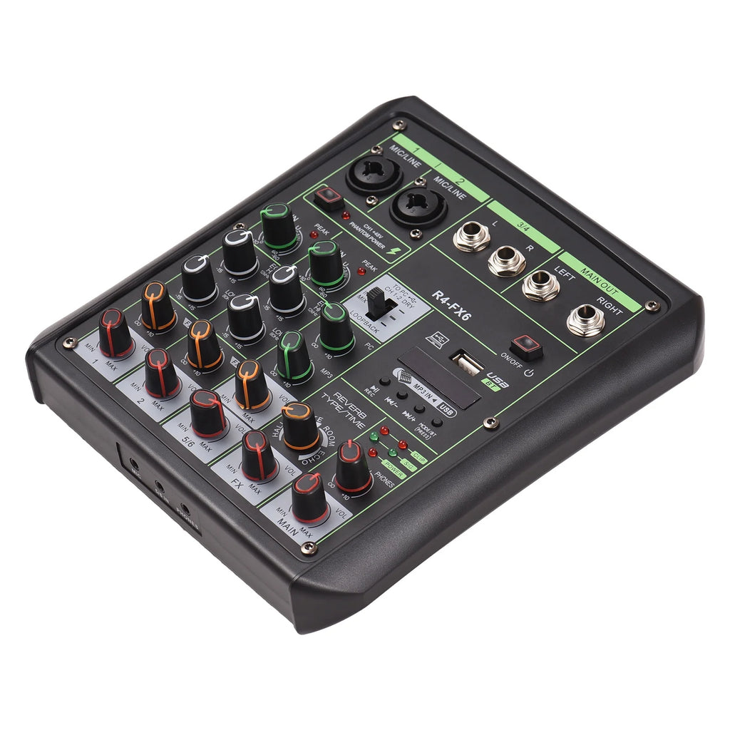 USB Audio Mixer with Bluetooth MP3 Player, 6 Channel Sound Console Q2263