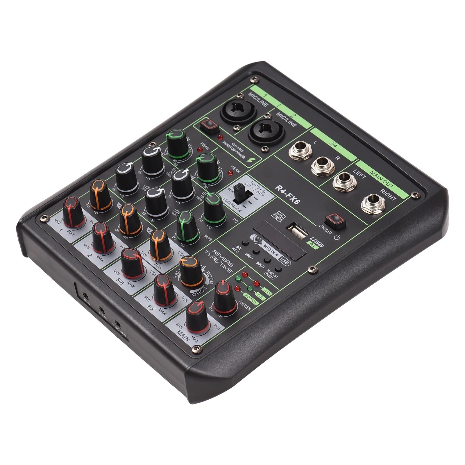 USB Audio Mixer with Bluetooth MP3 Player, 6 Channel Sound Console Q2263