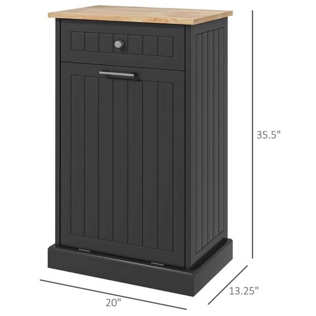 Tilt Out Trash Bin Cabinet with Drawer, Freestanding Laundry Sorter X246