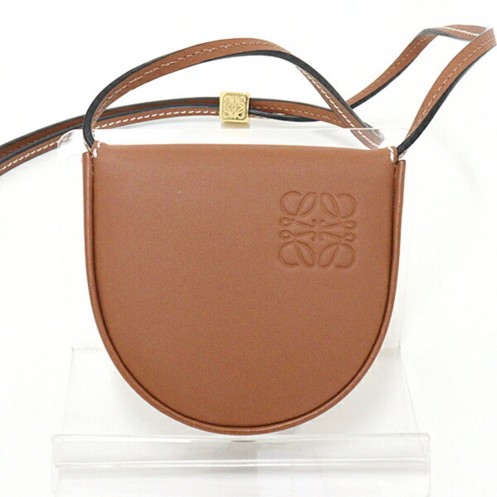Pre-Owned Heel Pouch Mini Soft Calf Tan Neck Shoulder Crossbody Coin Case C388