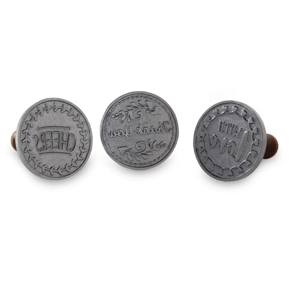 Nordic Ware Cast Aluminum 3 Inch Greetings Heirloom Cookie Impressions Stamp Set