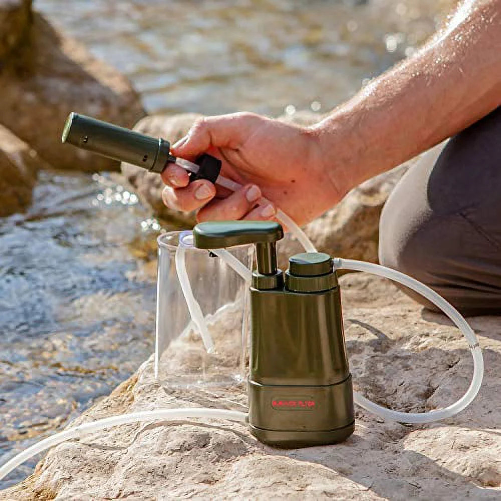 Portable Hand-Pump Water Filter for Backpacking Hiking Camping A21826