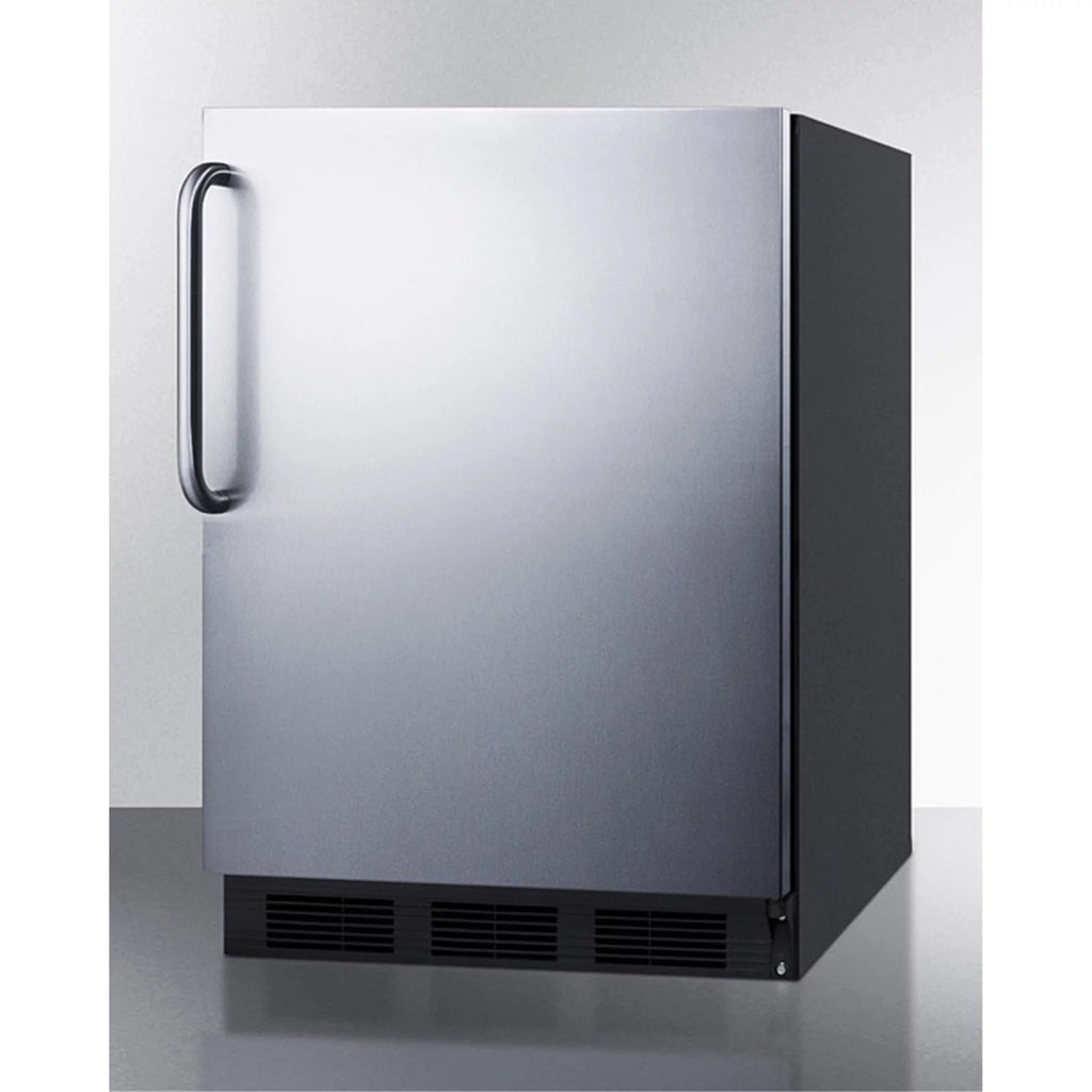 Freestanding all-refrigerator with stainless steel door, auto defrost, black cabinet N2055