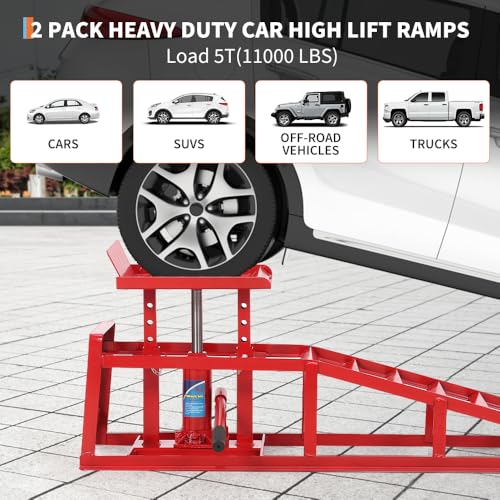 Hydraulic Car and Truck Service Ramps, 5 Ton Capacity, Adjustable Height M5181