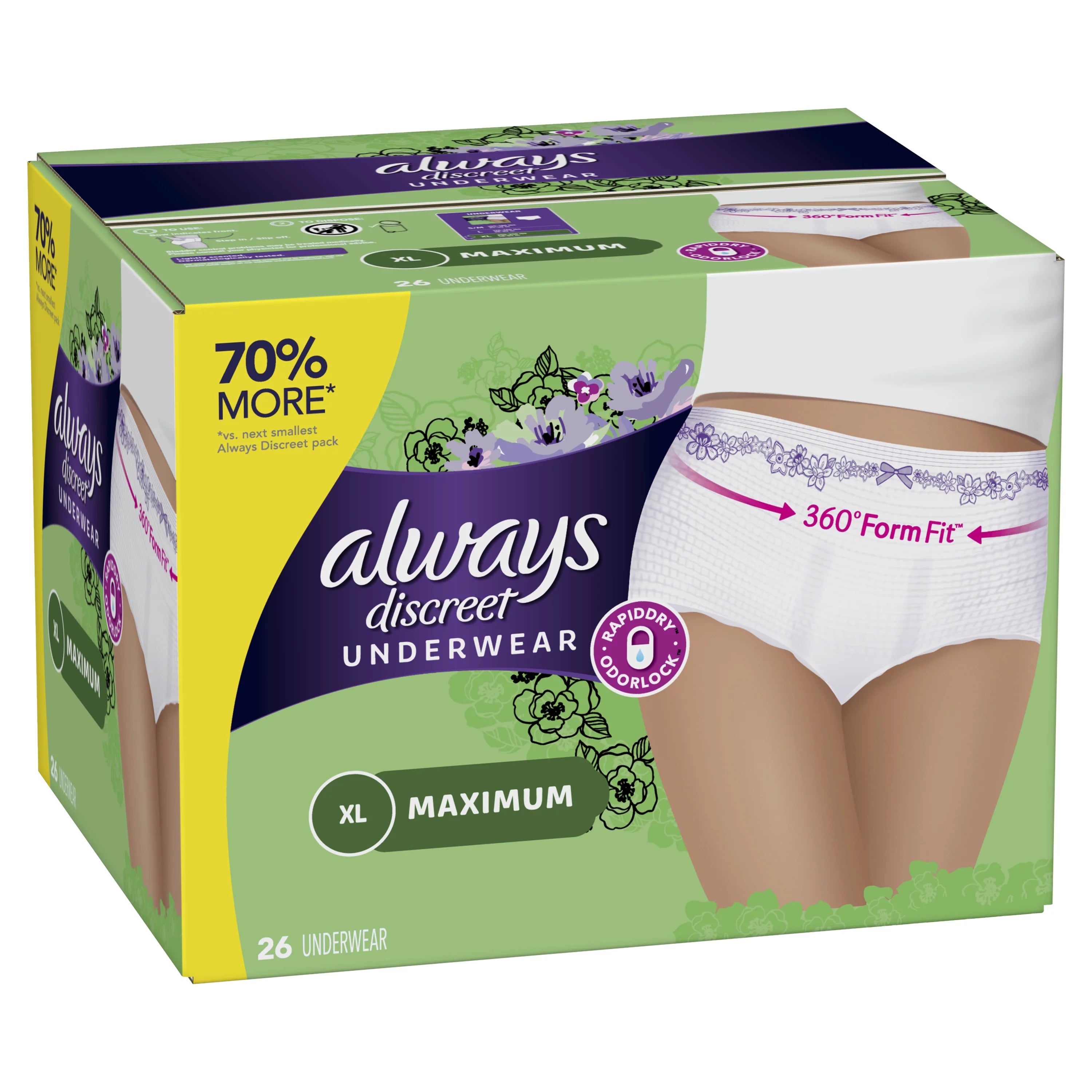 Postpartum Incontinence Underwear for Women, Maximum, XL, 26 Ct O6440