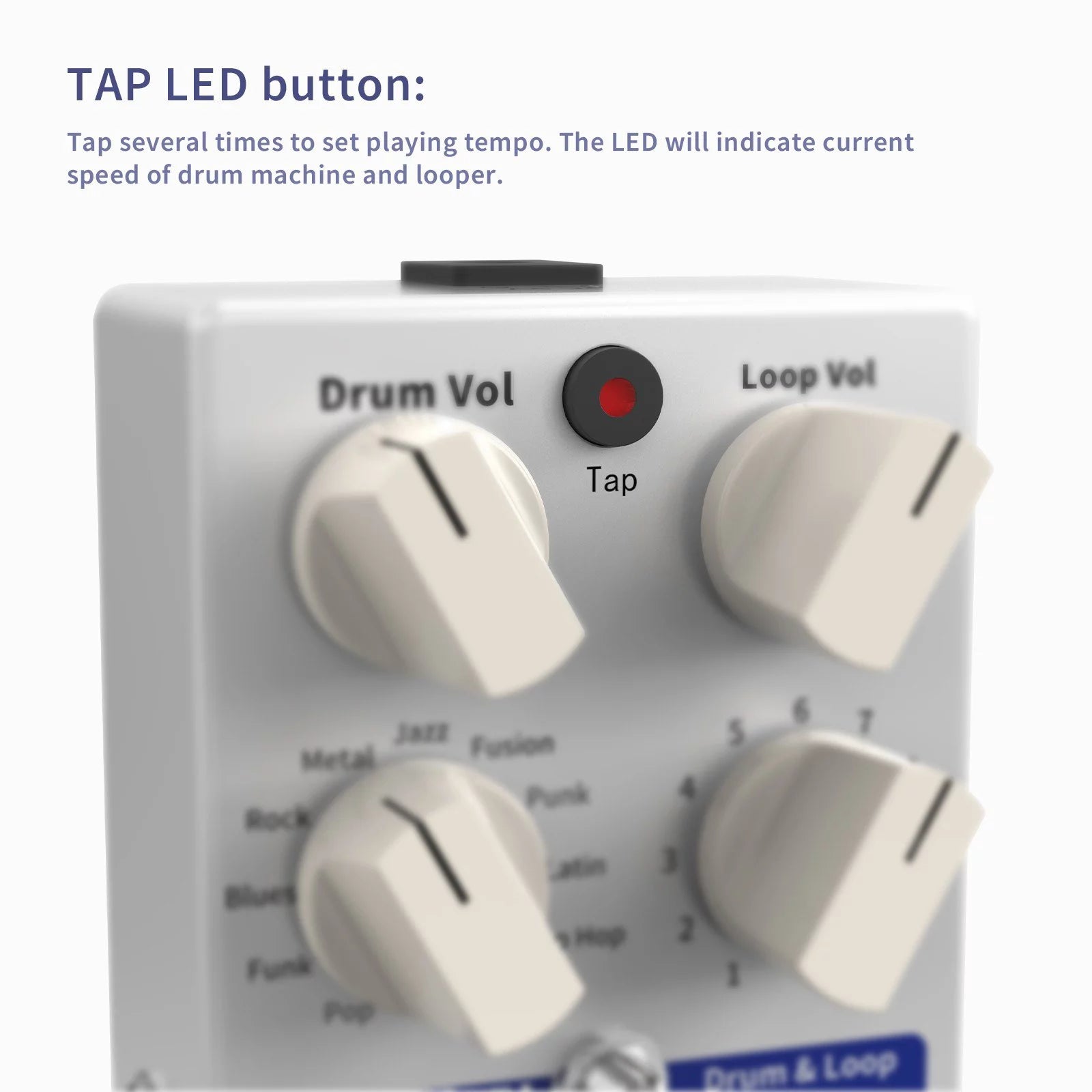 Drum & Loop Guitar Effect Pedal, 3 Modes, 11 Drum Styles, Built-in Looper H6114