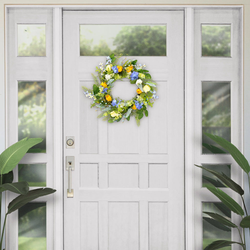 24" Artificial Daisy Floral Spring Door Wreath, Multicolor D376707