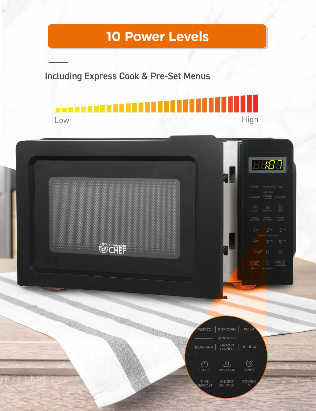 0.7 Cu Ft Microwave Oven, 700 Watt, Stainless Steel Front S4710