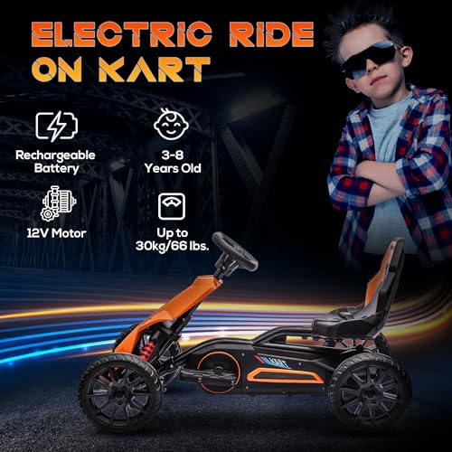 12V Electric Go Kart for Kids, Ride-On Toy with Adjustable Speed W1614