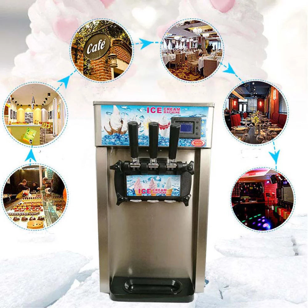3 Flavor Soft Serve Ice Cream Machine 1400W S4615