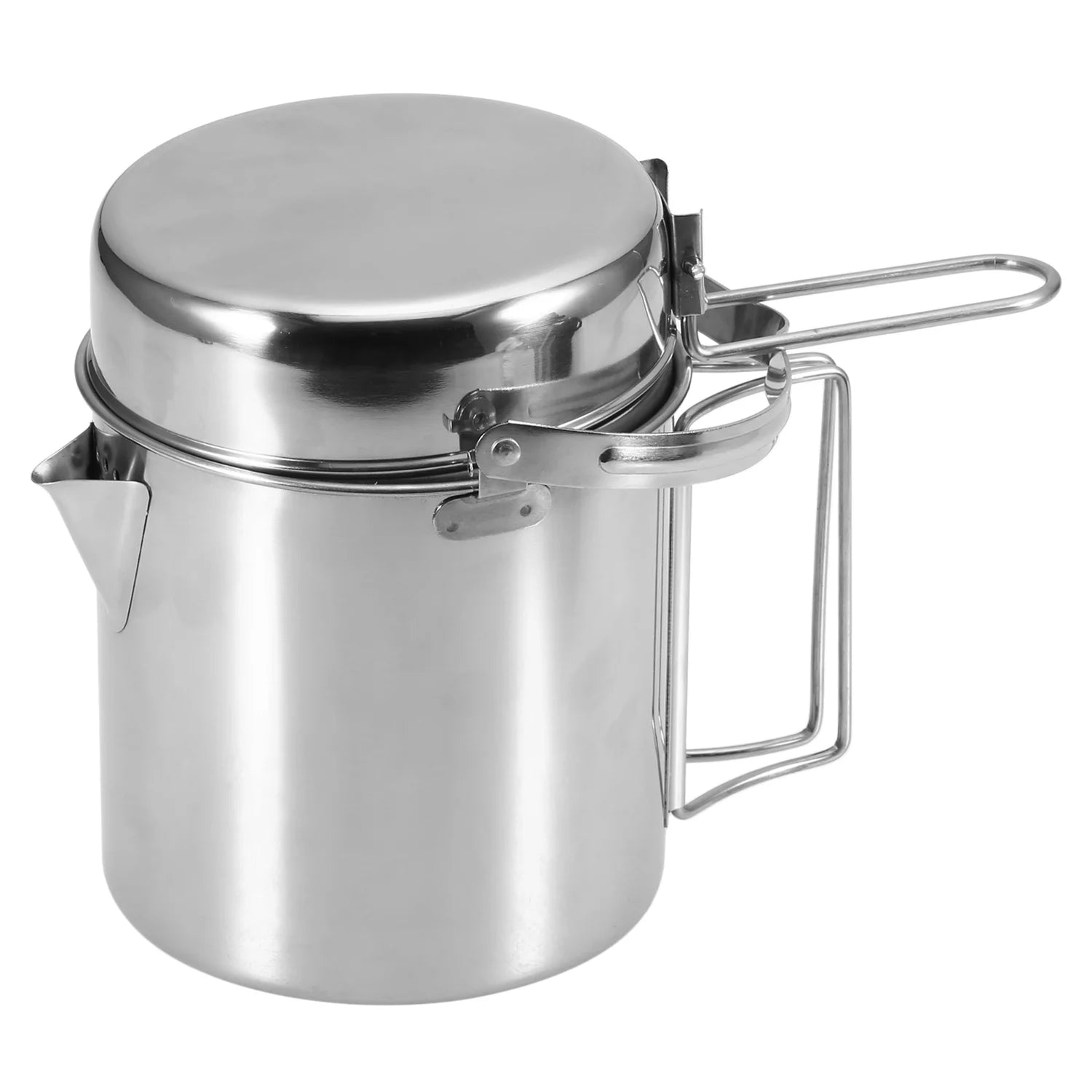GoolRC 1L Stainless Steel Cooking Kettle Portable Camping Backpacking Pot with Foldable Handle